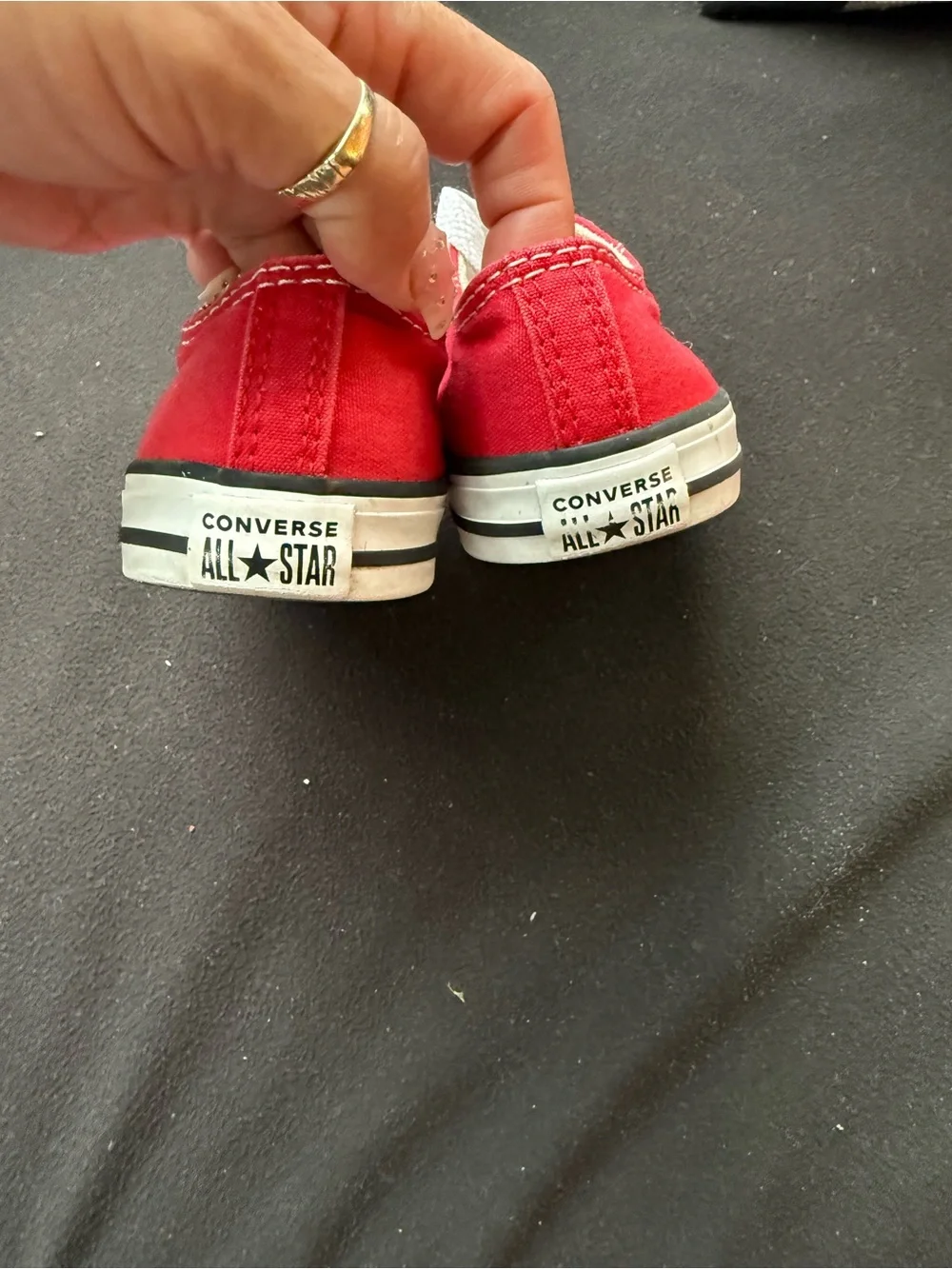 Converse Kids Red Low Top Canvas Sneakers with White Accents